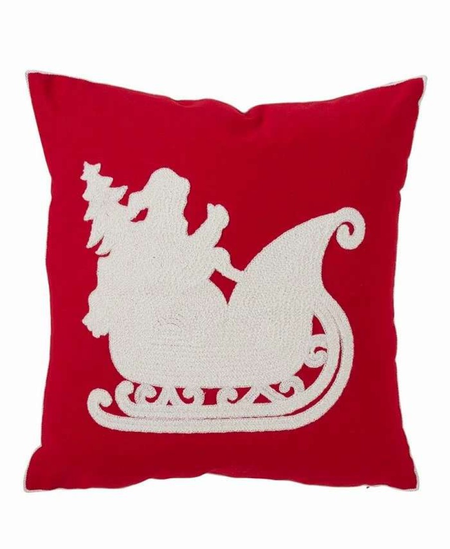 Decorative & Throw Pillows * | Saro Lifestyle Ntas Sleigh Christmas Decorative Pillow, 18 X 18 Red