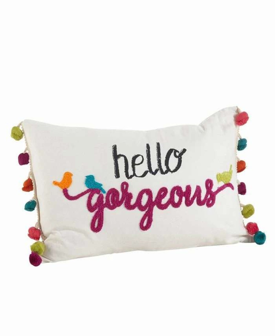 Decorative & Throw Pillows * | Saro Lifestyle Hello Gorgeous Tassel Trim Decorative Pillow, 12 X 18 White