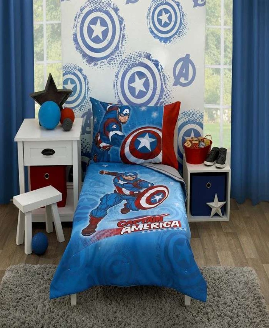 Comforter Sets * | Disney Marvel Captain America 4 Piece Toddler Comforter Set Red