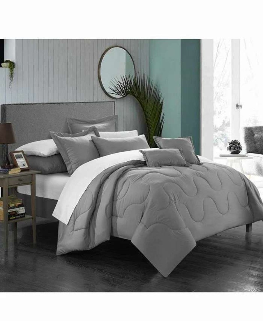 Comforter Sets * | Chic Home Khaya 8-Pc. Twin Comforter Set Grey