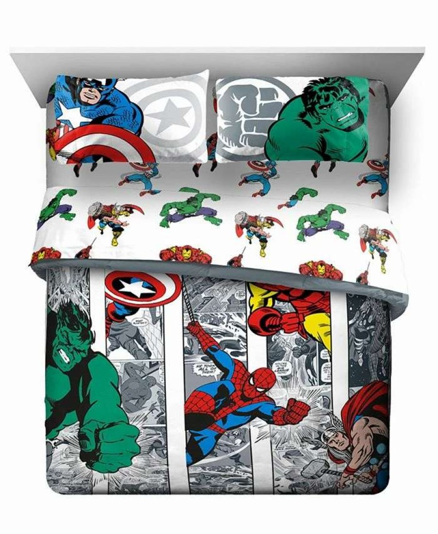 Comforter Sets * | Avengers Comic Cool Queen Bed Set, 5 Pieces Multicolor