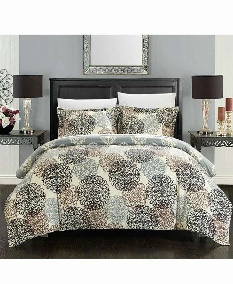 Duvet Covers & Sets * | Chic Home Jerome 3 Pc Queen Duvet Cover Set Beige