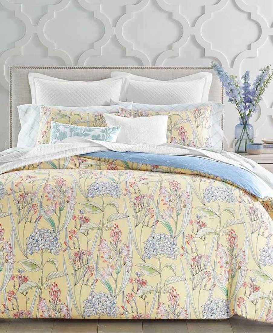 Comforter Sets * | Charter Club 300-Thread Count Hydrangea 3-Pc. Twin Comforter Set, Created For Macy'S Yellow Hydrangea