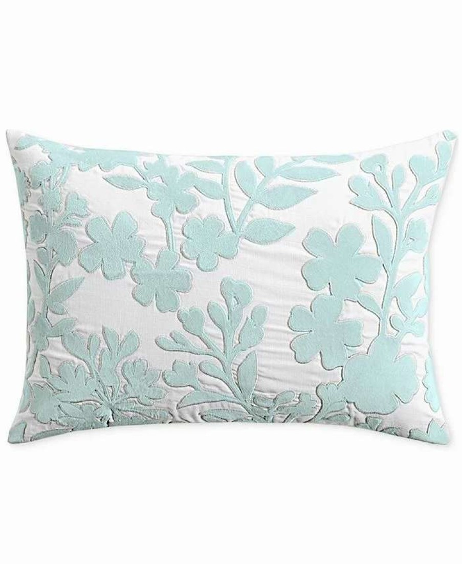 Decorative & Throw Pillows * | Charter Club Floral Silhouette Velvet Applique Decorative Pillow, 14 X 20, Created For Macy'S Blue