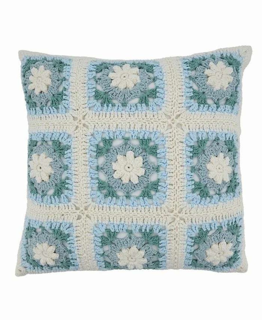 Decorative & Throw Pillows * | Saro Lifestyle Crochet Decorative Pillow, 16 X 16 Baby Blue