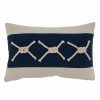 Decorative & Throw Pillows * | Saro Lifestyle Rope Knots Applique Decorative Pillow, 12 X 20 Navy Blue