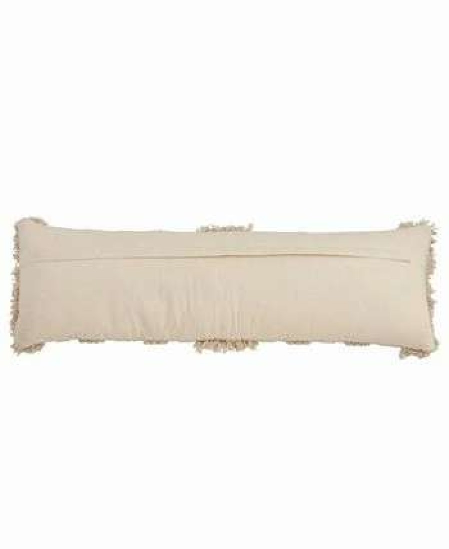 Decorative & Throw Pillows * | Saro Lifestyle Fringe Striped Decorative Pillow, 12 X 40 Natural