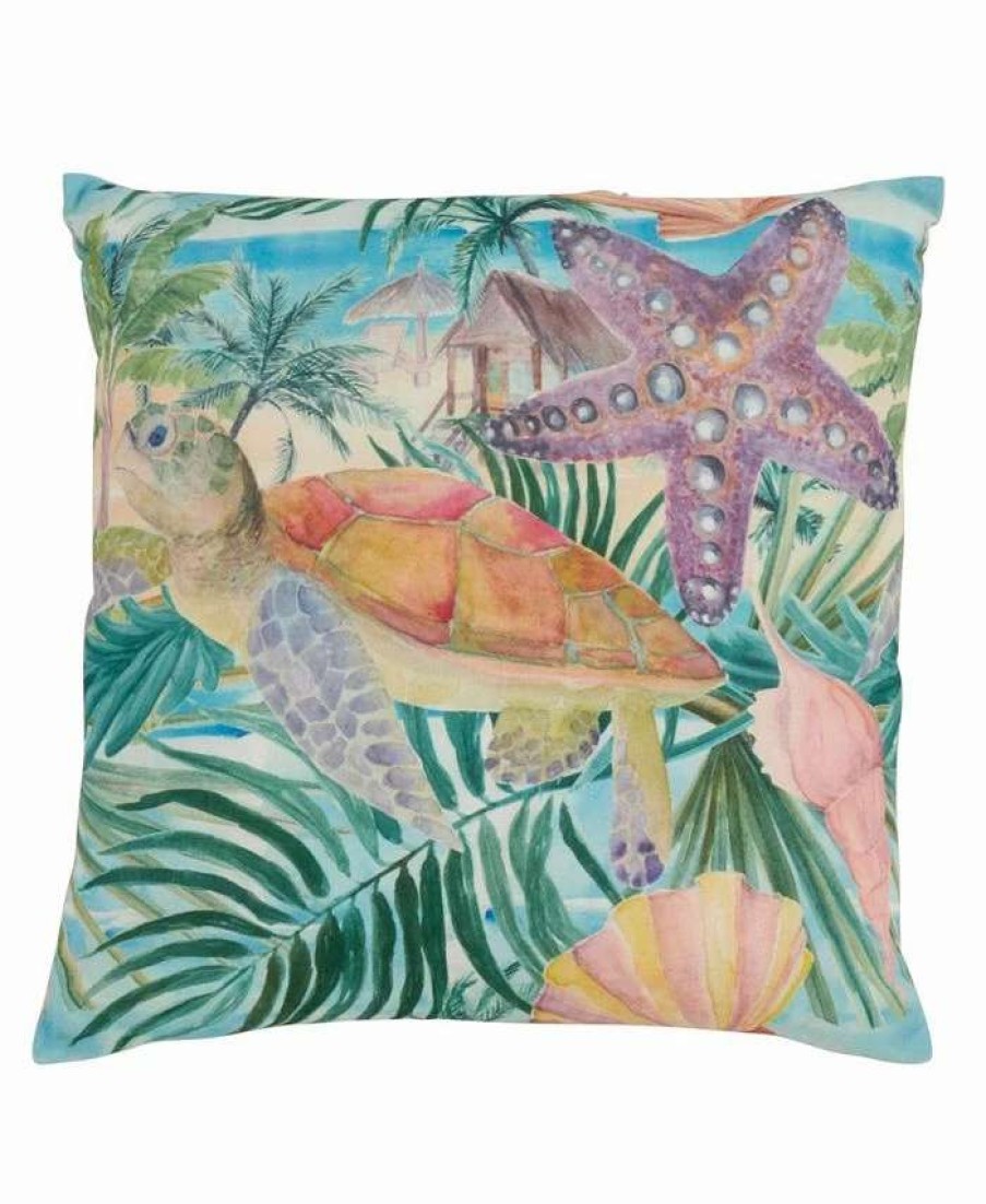 Decorative & Throw Pillows * | Saro Lifestyle Tropical Turtle Printed Decorative Pillow, 18 X 18 Multi