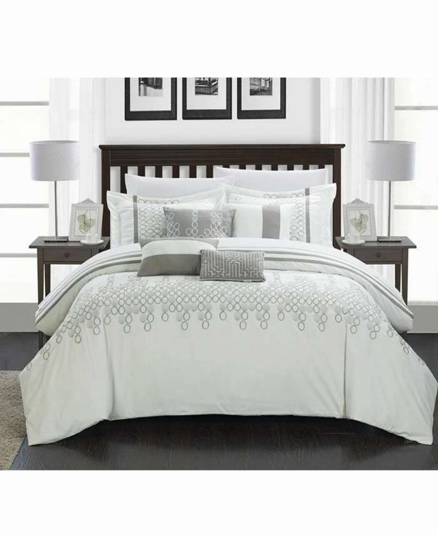 Comforter Sets * | Chic Home Lauren 12 Pc Queen Comforter White