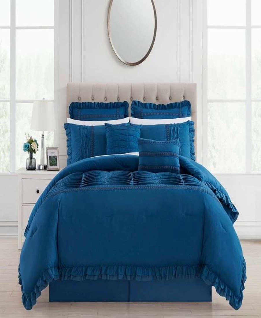 Comforter Sets * | Chic Home Yvette 12 Piece King Comforter Set Blue