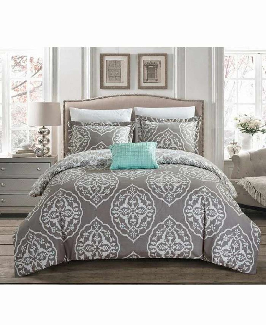 Duvet Covers & Sets * | Chic Home Murano 4 Pc King Duvet Cover Set Grey