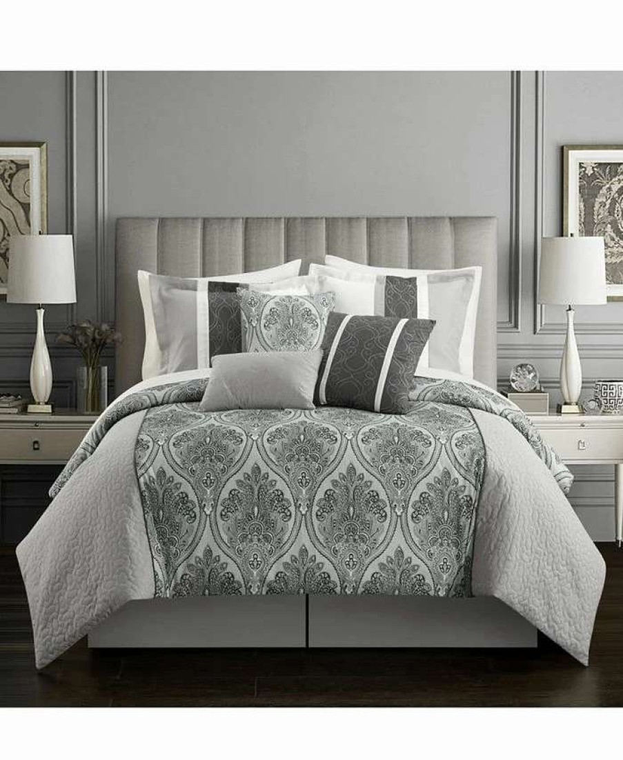 Comforter Sets * | Chic Home Phantogram 11 Piece Queen Comforter Set Gray