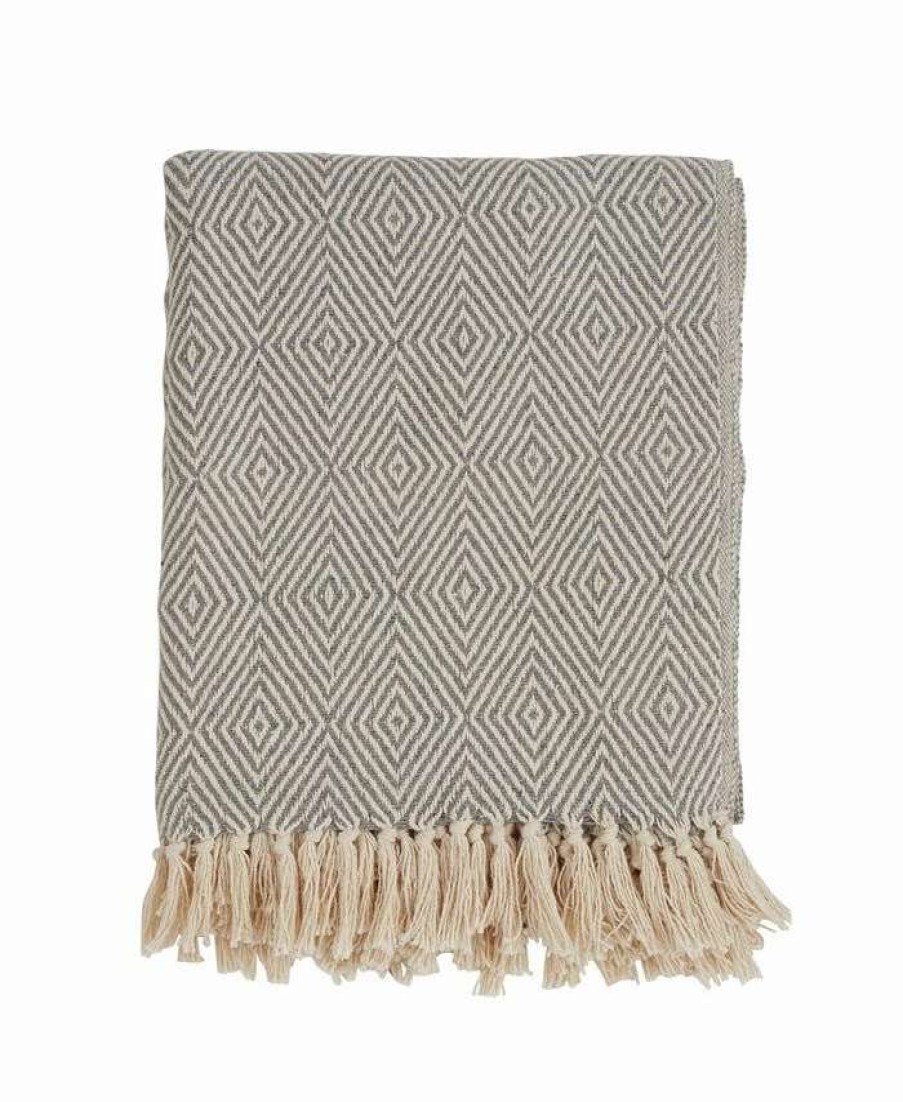 Blankets & Throws * | Saro Lifestyle Diamond Weave Throw Gray