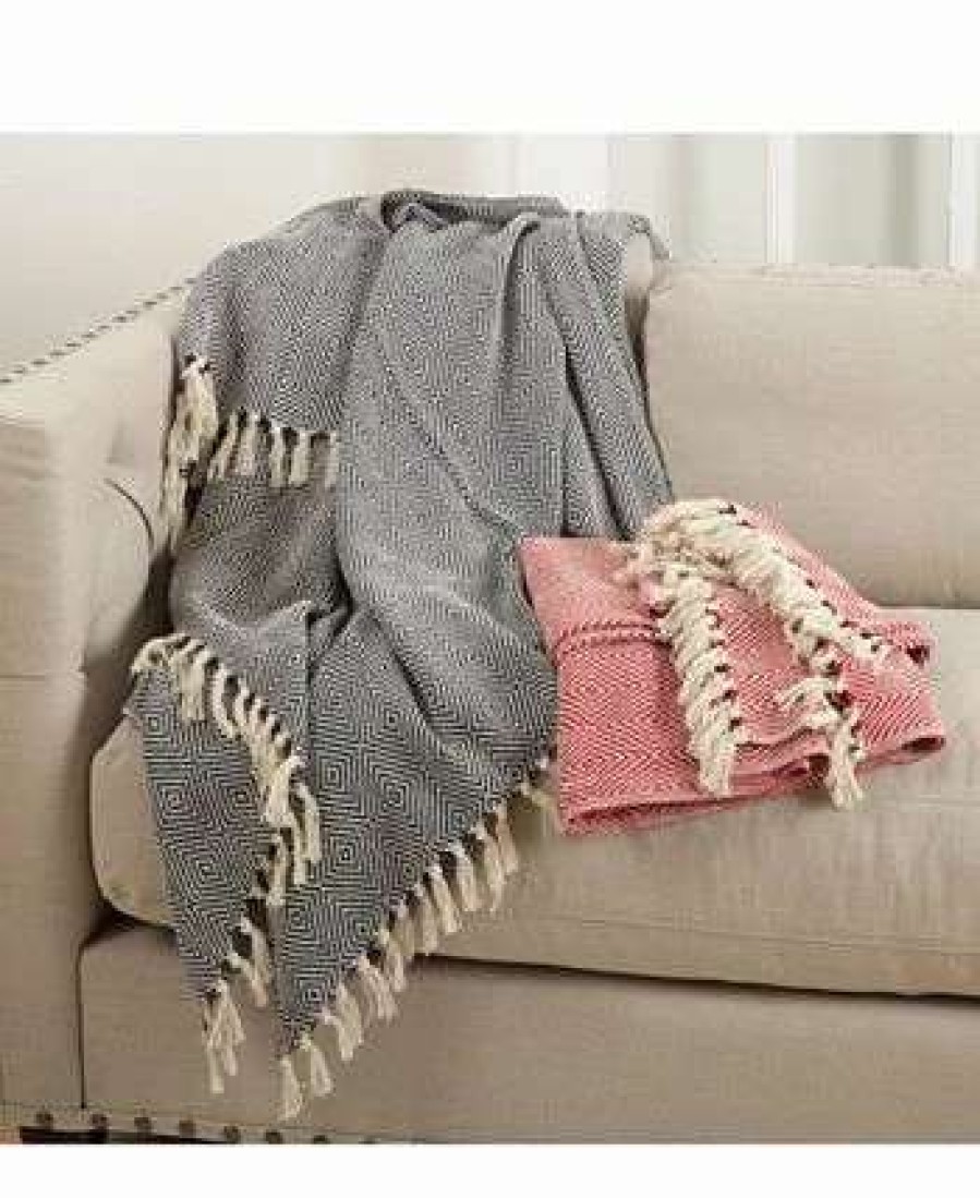 Blankets & Throws * | Saro Lifestyle Diamond Weave Throw Gray