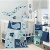 Comforter Sets * | Lambs & Ivy Oceania /Gray/White Whale With Octopus And Fish Nautical Ocean 6-Piece Nursery Baby Crib Bedding Set Blue