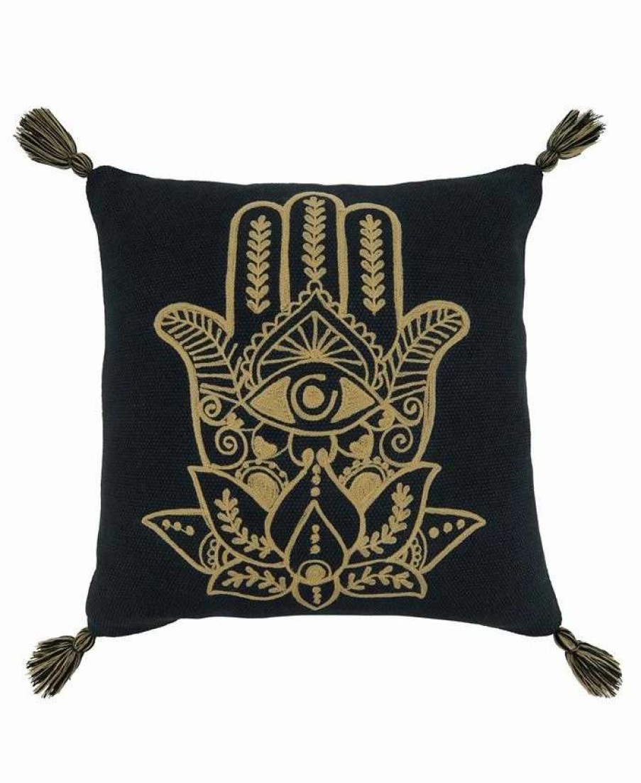 Decorative & Throw Pillows * | Saro Lifestyle Amulet Embroidered Decorative Pillow, 20 X 20 Black