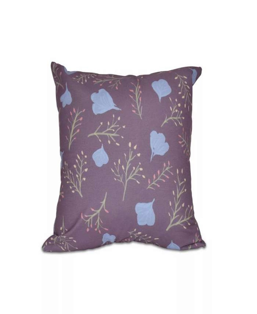 Decorative & Throw Pillows * | E By Design Spring Blooms 16 Inch And Light Blue Decorative Floral Throw Pillow Purple