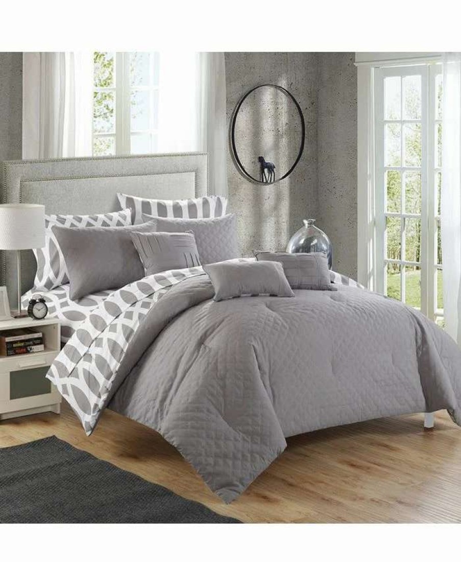 Comforter Sets * | Chic Home Lland 8-Pc Twin Comforter Set Grey