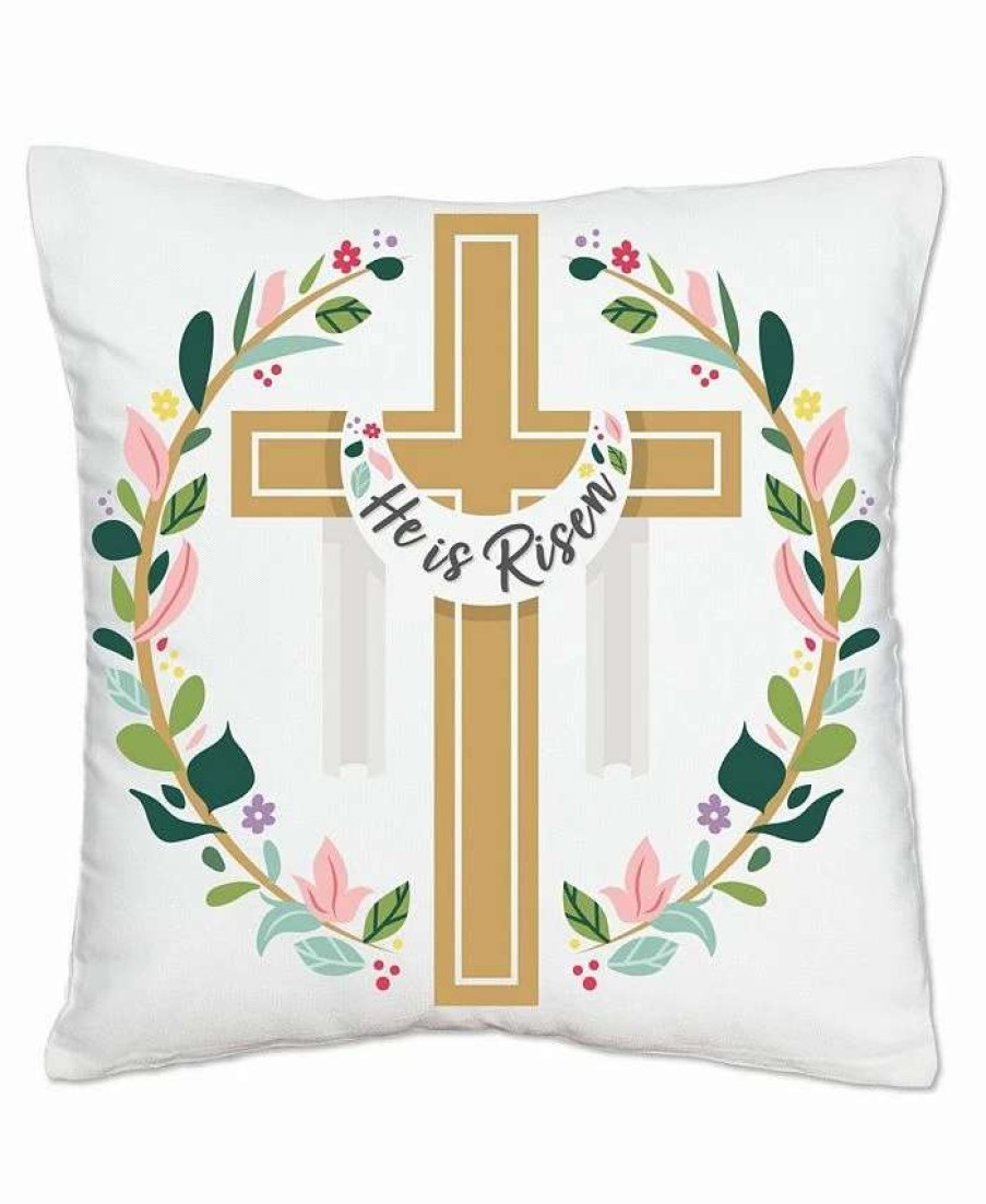 Decorative & Throw Pillows * | Big Dot Of Happiness Religious Easter Home Decorative Cushion Case Throw Pillow Cover 16 X 16 In Gold