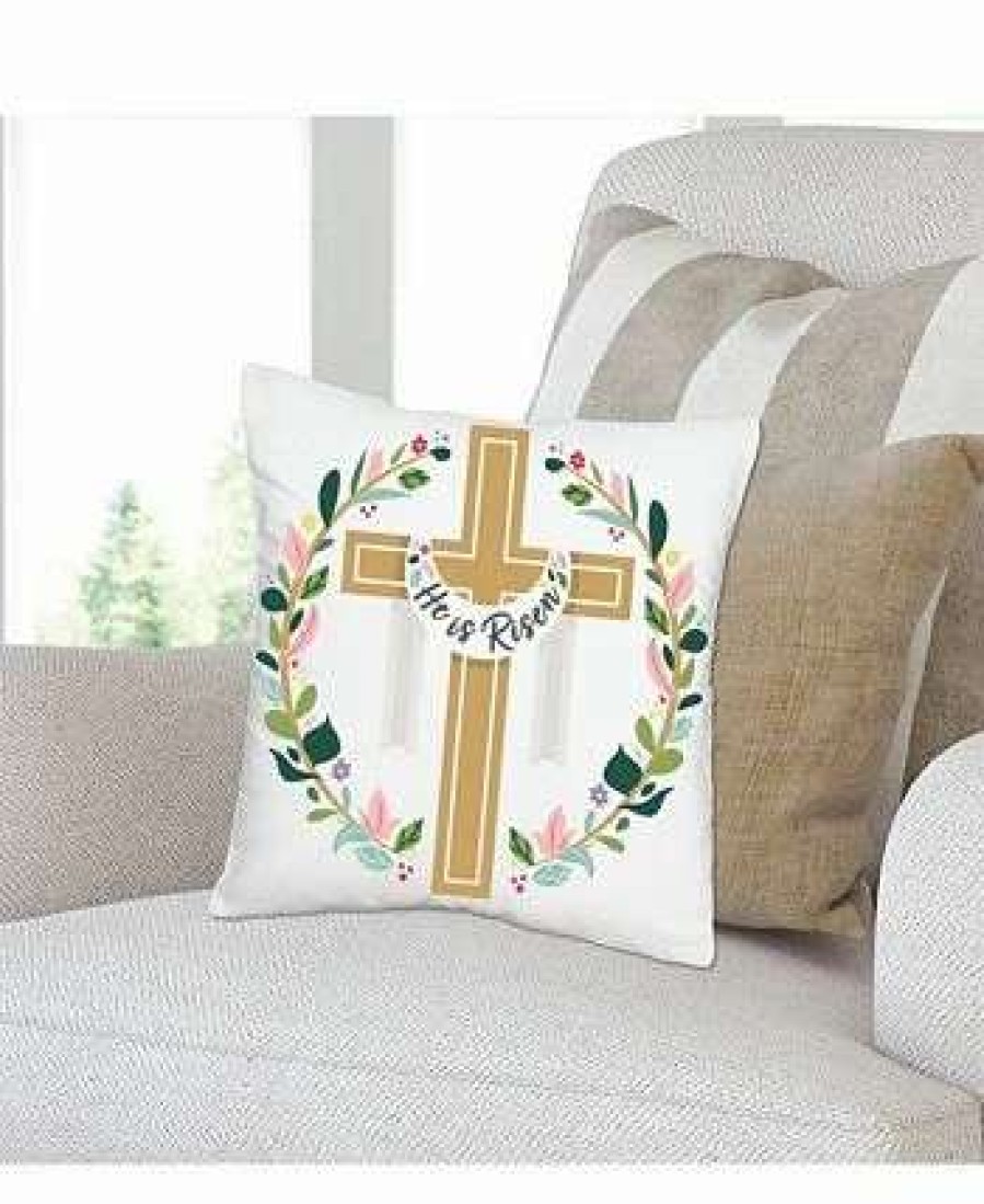 Decorative & Throw Pillows * | Big Dot Of Happiness Religious Easter Home Decorative Cushion Case Throw Pillow Cover 16 X 16 In Gold