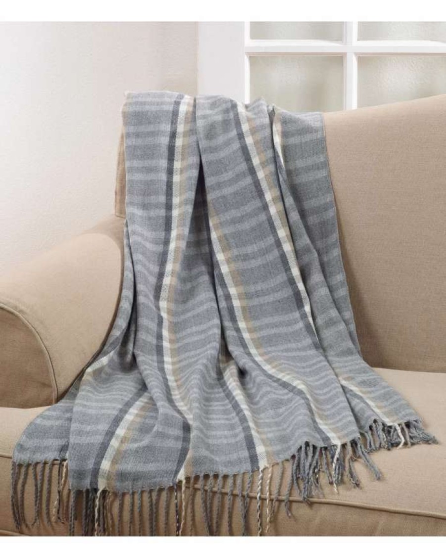 Blankets & Throws * | Saro Lifestyle Plaid Throw Gray