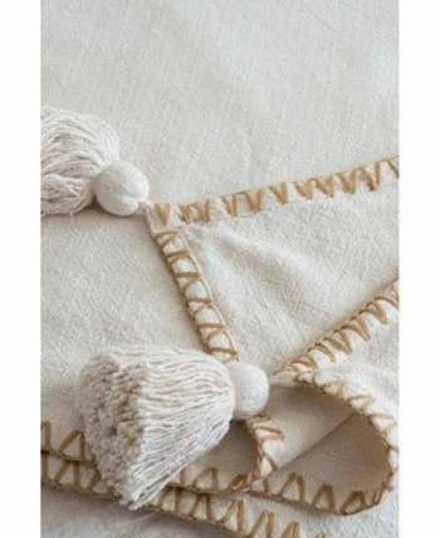 Blankets & Throws * | Anaya Home Blanket Stitch Throw With Tassels 50 70 Blue