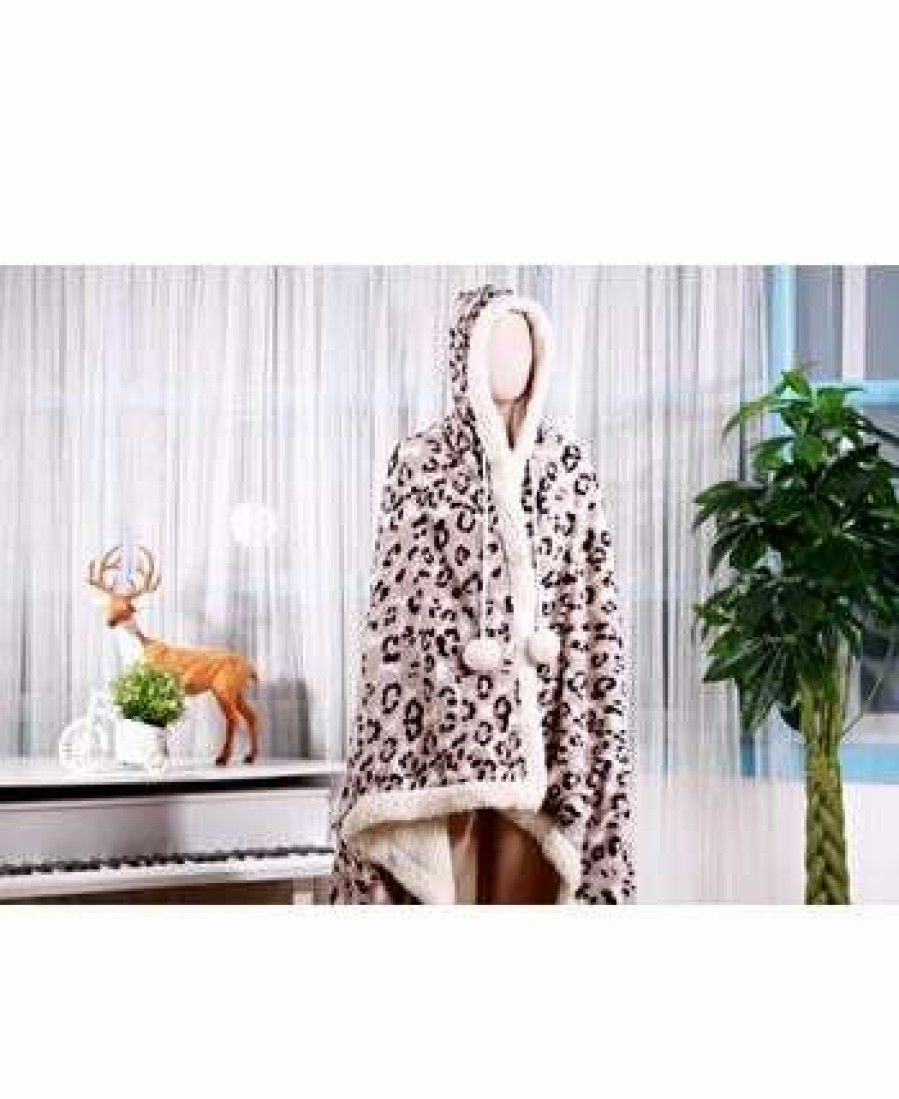 Blankets & Throws * | Chic Home Leopard 51 71 Hooded Snuggle