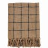 Blankets & Throws * | Saro Lifestyle Checkered Throw Camel