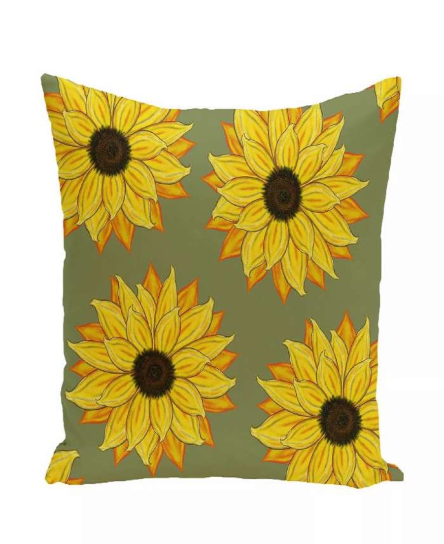 Decorative & Throw Pillows * | E By Design 16 Inch Mid Decorative Floral Throw Pillow Green