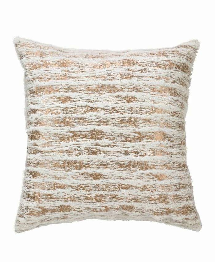 Decorative & Throw Pillows * | Saro Lifestyle Brushed Metallic Foil Printed Faux Fur Decorative Pillow, 18 X 18 Gold