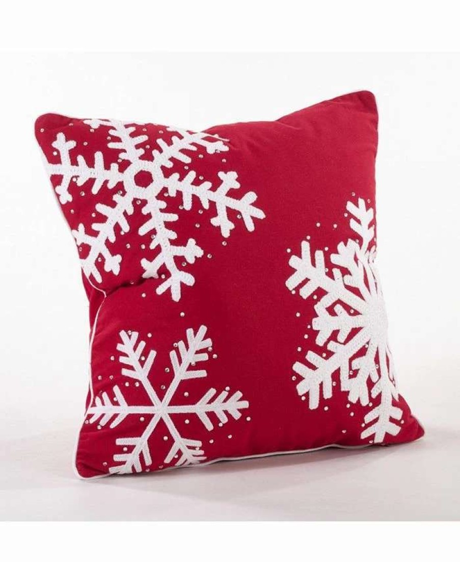 Decorative & Throw Pillows * | Saro Lifestyle Triple Snowflake Decorative Pillow, 18 X 18 Red