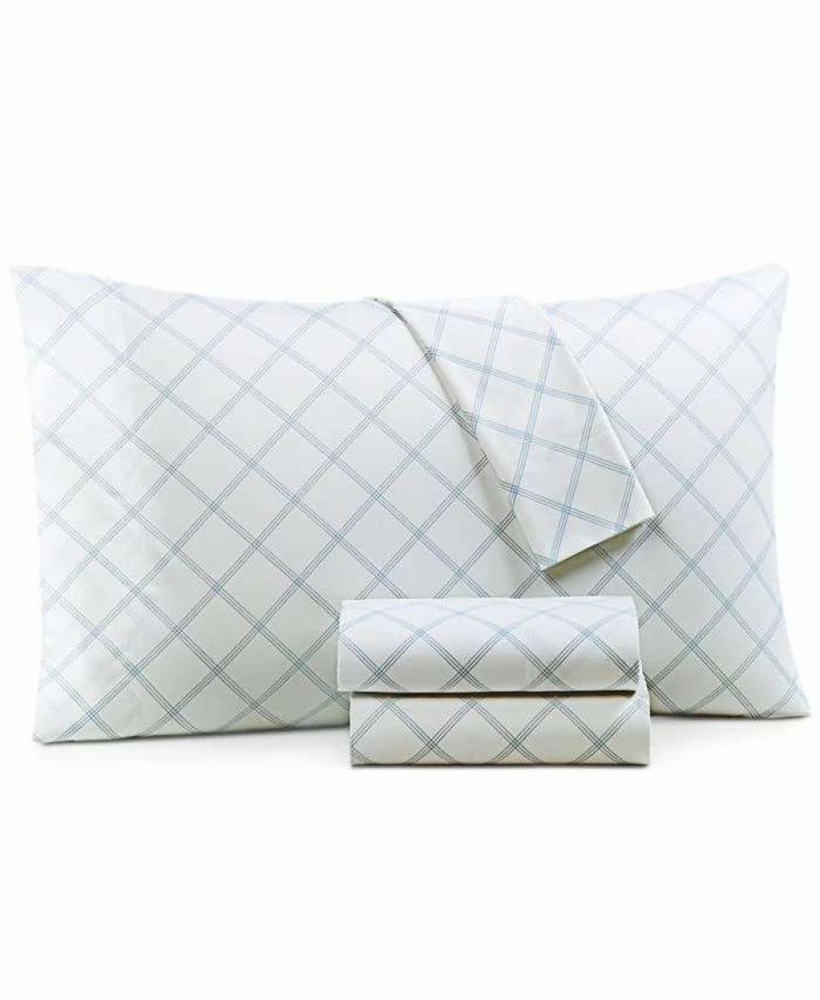 Sheets & Pillowcases * | Charter Club Printed Window Pane 550 Thread Count Cotton Sheet Sets, Created For Macy'S Blue