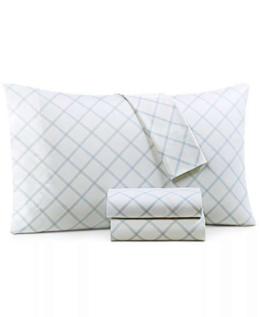 Sheets & Pillowcases * | Charter Club Printed Window Pane 550 Thread Count Cotton Sheet Sets, Created For Macy'S Blue