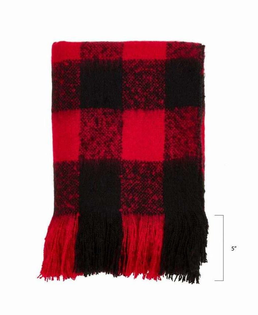 Blankets & Throws * | Saro Lifestyle Buffalo Plaid Throw Red