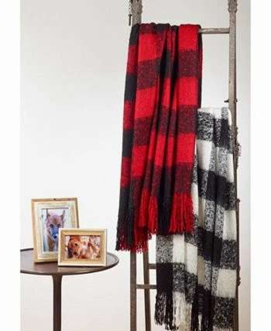 Blankets & Throws * | Saro Lifestyle Buffalo Plaid Throw Red