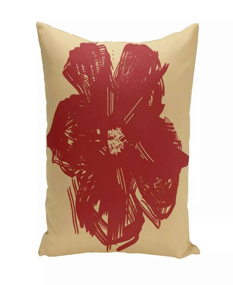 Decorative & Throw Pillows * | E By Design 16 Inch Decorative Floral Throw Pillow Red