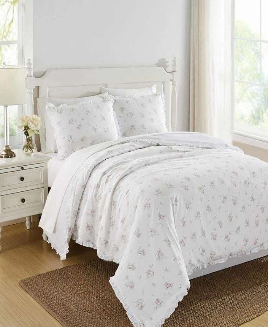 Duvet Covers & Sets * | The Farmhouse By Rachel Ashwell Signature Rosebury 3 Piece Duvet Cover Set, Full/Queen White, Pink