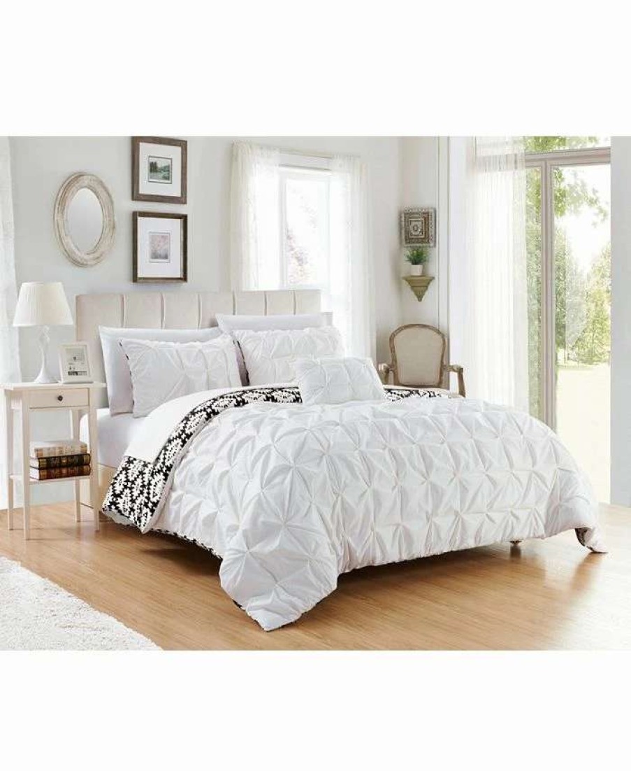 Duvet Covers & Sets * | Chic Home Zissel 4 Pc Queen Duvet Cover Set White