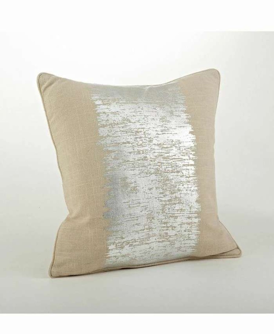 Decorative & Throw Pillows * | Saro Lifestyle Metallic Banded Decorative Pillow, 20 X 20 Silver