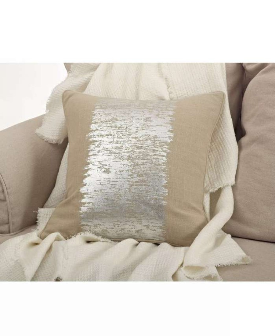 Decorative & Throw Pillows * | Saro Lifestyle Metallic Banded Decorative Pillow, 20 X 20 Silver