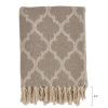 Blankets & Throws * | Saro Lifestyle Moroccan Tile Design Throw Taupe