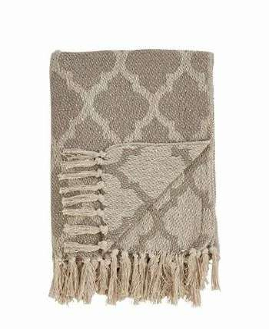 Blankets & Throws * | Saro Lifestyle Moroccan Tile Design Throw Taupe