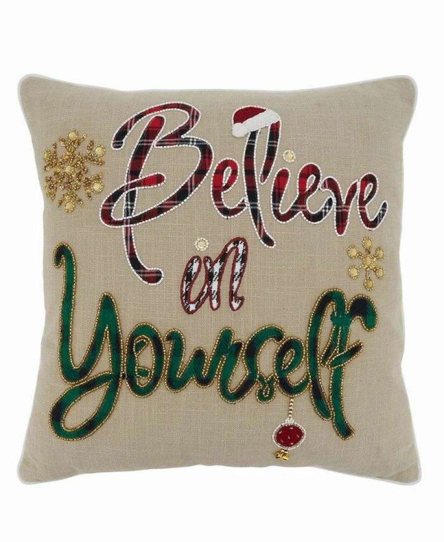 Decorative & Throw Pillows * | Saro Lifestyle Believe In Yourself Decorative Pillow, 18 X 18 Natural