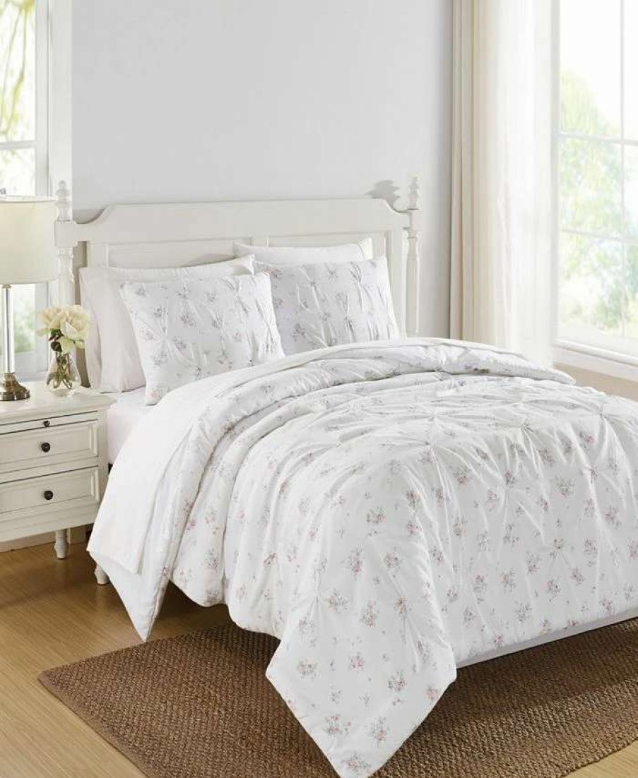 Comforter Sets * | The Farmhouse By Rachel Ashwell Signature Rosebury 3 Piece Comforter Set, Full/Queen White, Pink