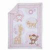 Comforter Sets * | Nojo Sweet Jungle Friends Monkey, Cheetah And Giraffe With Polka Dots And Flowers Nursery Crib Bedding Set, 3 Piece Pink