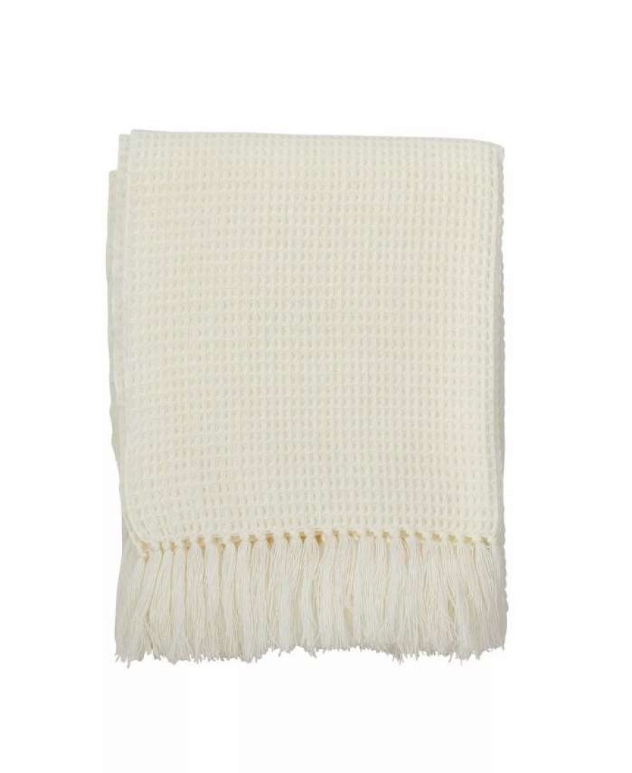 Blankets & Throws * | Saro Lifestyle Waffle Weave Throw Ivory