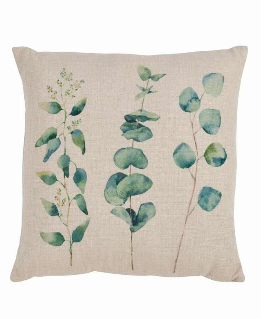 Decorative & Throw Pillows * | Saro Lifestyle Eucalyptus Printed Decorative Pillow, 18 X 18 Natural