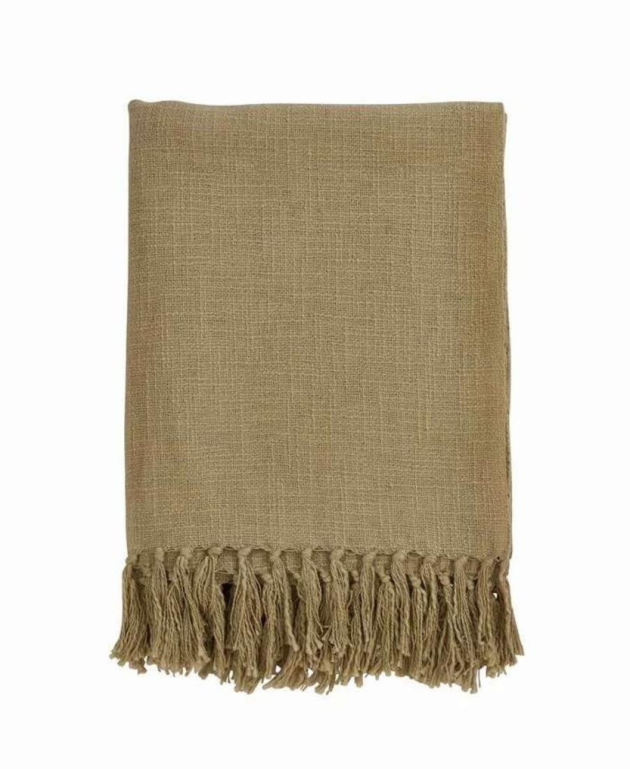 Blankets & Throws * | Saro Lifestyle D Color Throw Khaki