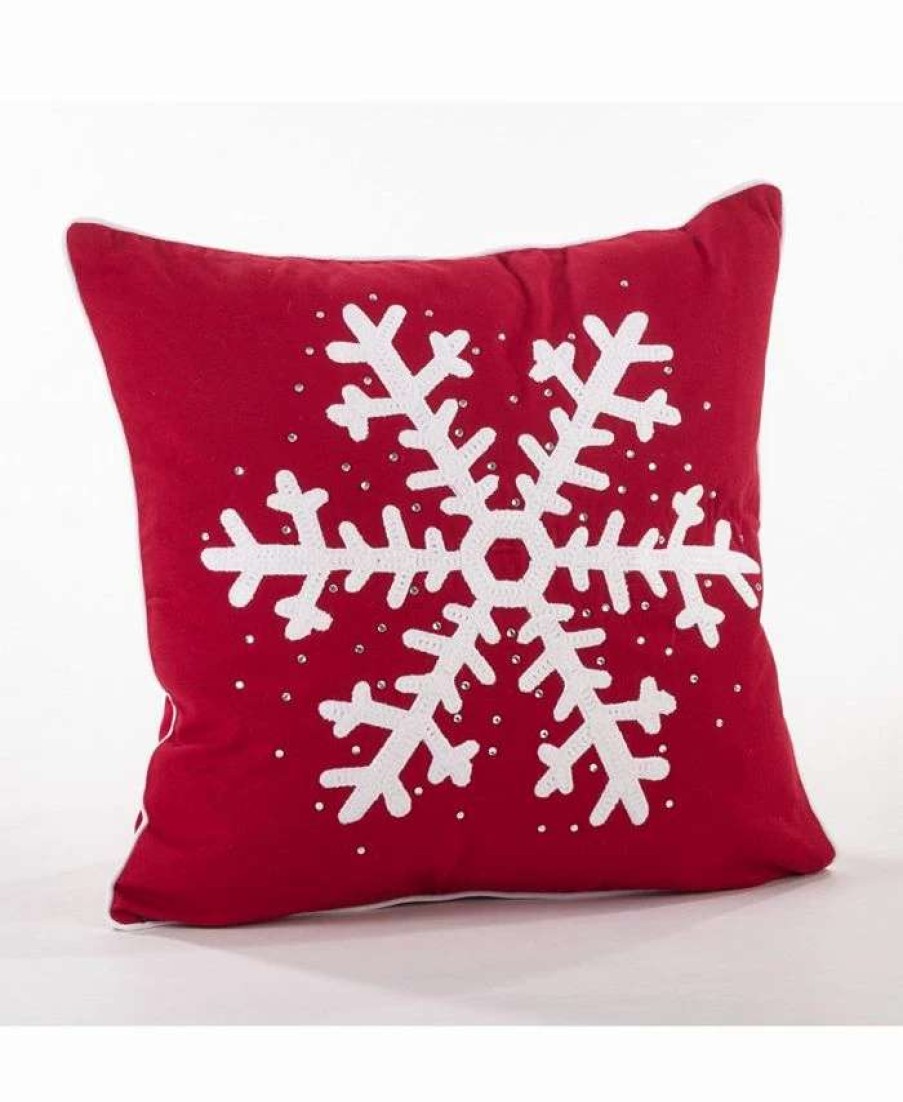 Decorative & Throw Pillows * | Saro Lifestyle Ngle Snowflake Decorative Pillow, 18 X 18 Red