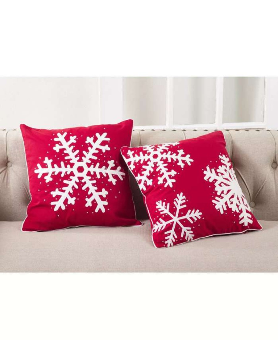 Decorative & Throw Pillows * | Saro Lifestyle Ngle Snowflake Decorative Pillow, 18 X 18 Red